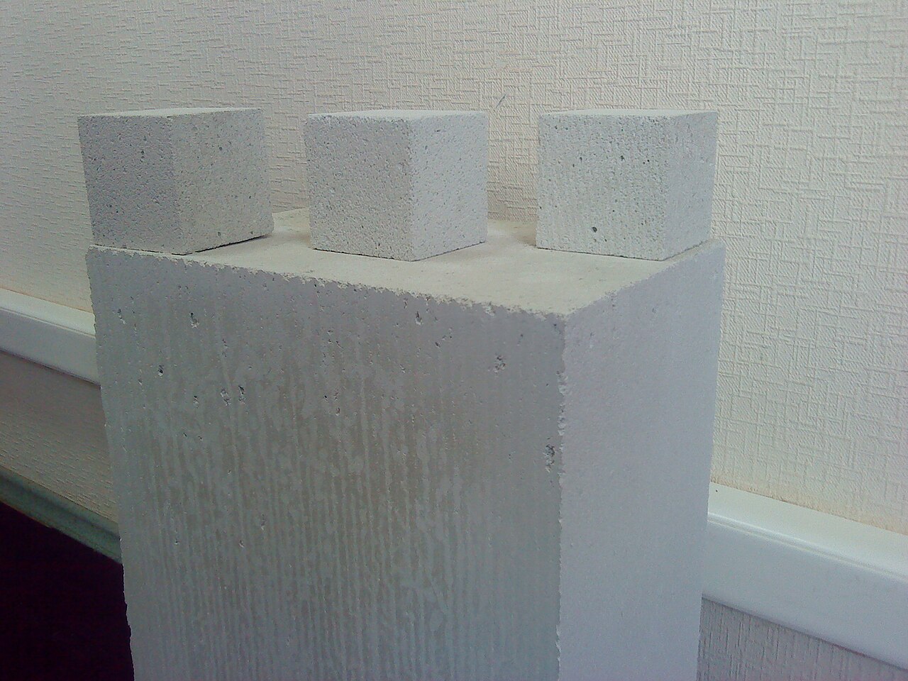 White autoclaved aerated concrete AAC block samples